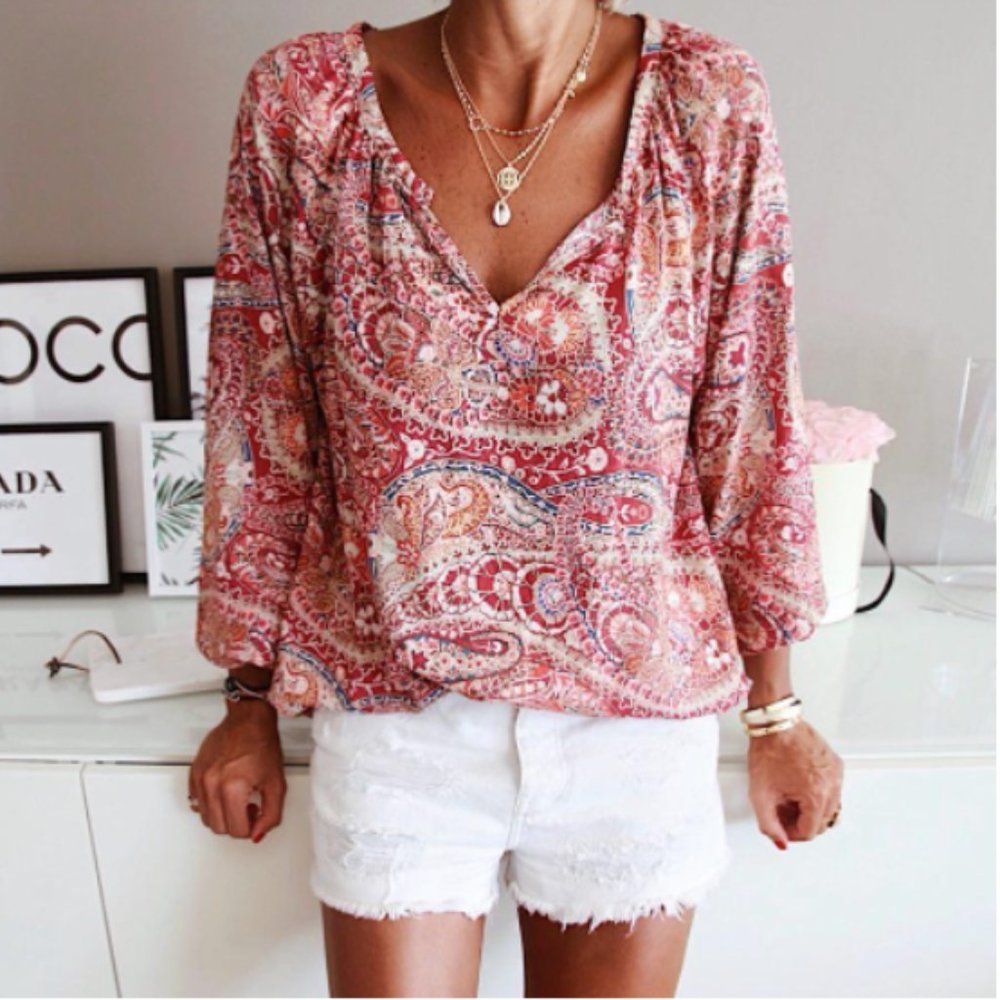 NWT "Let’s Do This" Paisley Print Blouse